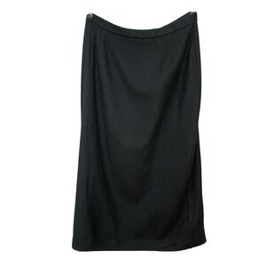 Vintage Isaac Hazan Wool Skirt Black Midi Lined‎ Size 16 Women Back Vent Office